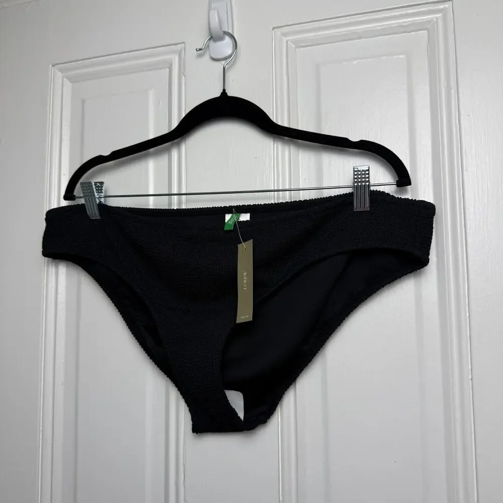 J. Crew Bikini Bottom Womens Black 2XL Textured Hipster Full-Coverage NWT